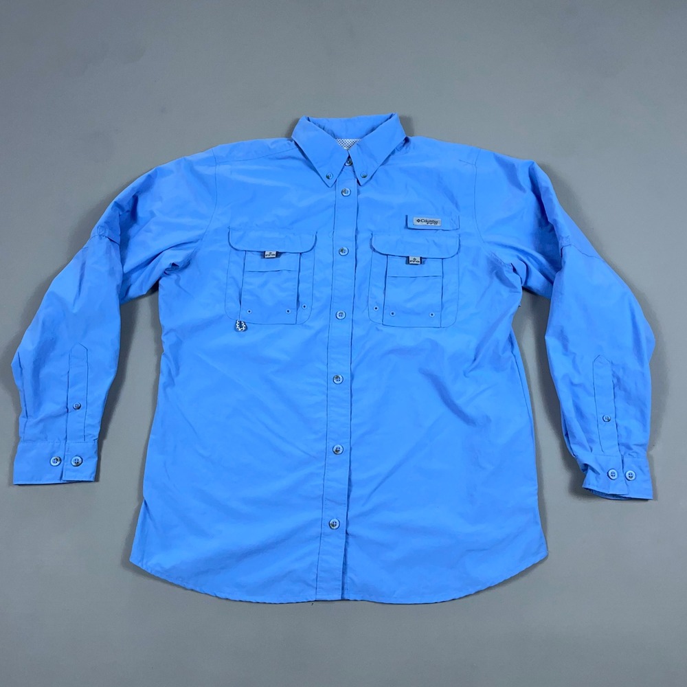 Columbia PFG Bahama Long Sleeve Fishing Shirt Blue Womens Small